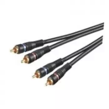 Wentronic AVK 132-1000 Cable de audio RCA de 10 m, 2 conectores RCA macho a 2 conectores RCA macho, negro 50434