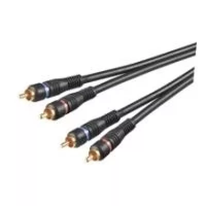 Wentronic AVK 132-1000 Cable de audio RCA de 10 m, 2 conectores RCA macho a 2 conectores RCA macho, negro 50434