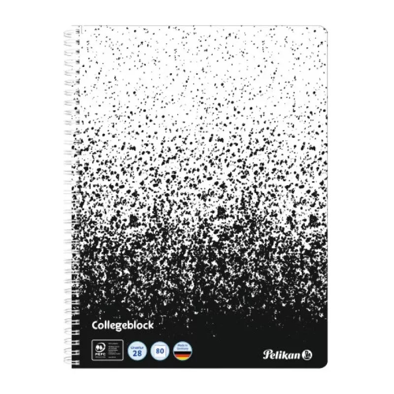 Pelikan Bloc de notas College Color Edition, A4, negro/blanco con 2 márgenes, 80 hojas, 70 g/m², sin madera, 4 taladros, 1 ud. 400197021