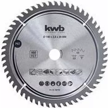 kwb 586768 Disco de sierra circular con plaquitas de metal duro 190 x 20 mm, 48 dientes, ATB, para madera