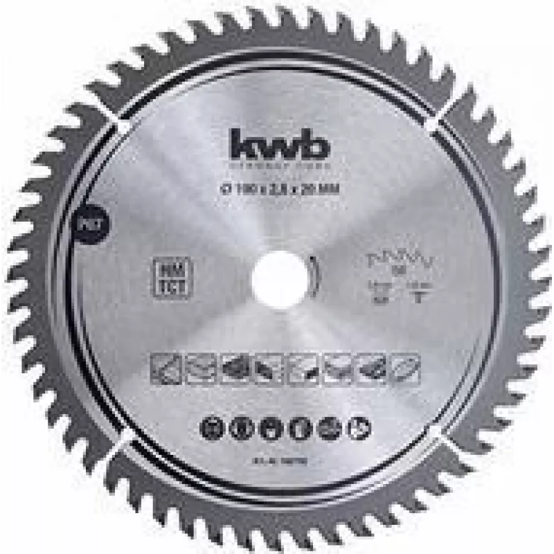 kwb 586768 Disco de sierra circular con plaquitas de metal duro 190 x 20 mm, 48 dientes, ATB, para madera