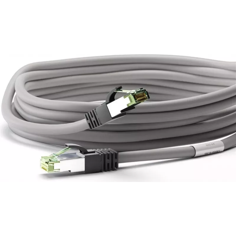 Wentronic Goobay Cable de red CAT 8.1, S/FTP (PiMF), gris, 25 m - LSZH libre de halógenos, cobre AWG 24 (55144)