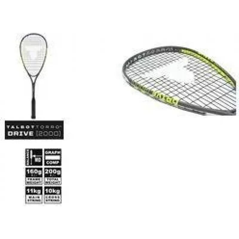 TALBOT torro Drive 2000 Raqueta de squash, negro/amarillo, Allround-Plus Balanced 251002