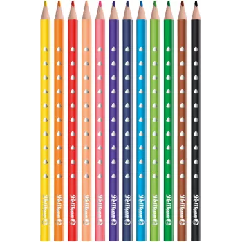 Pelikan 700634 Set de 12 lápices de colores, colores surtidos, cuerpo de madera hexagonal, mina irrompible de 3,3 mm