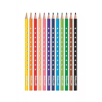Pelikan 700634 Set de 12 lápices de colores, colores surtidos, cuerpo de madera hexagonal, mina irrompible de 3,3 mm