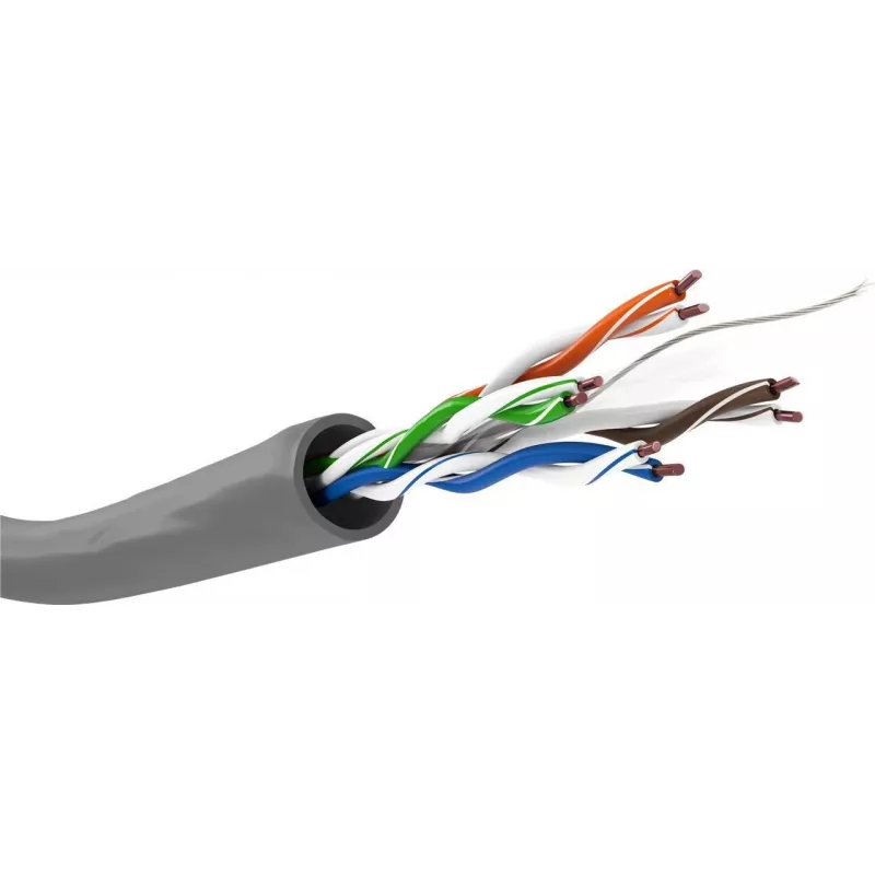 Wentronic Goobay Cable de instalación de red CAT 6, U/UTP, gris, 100 m - CU, AWG 23/1 (macizo), LSZH 68466