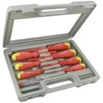 TECLINE set de 8 destornilladores aislados VDE en caja transparente 94918