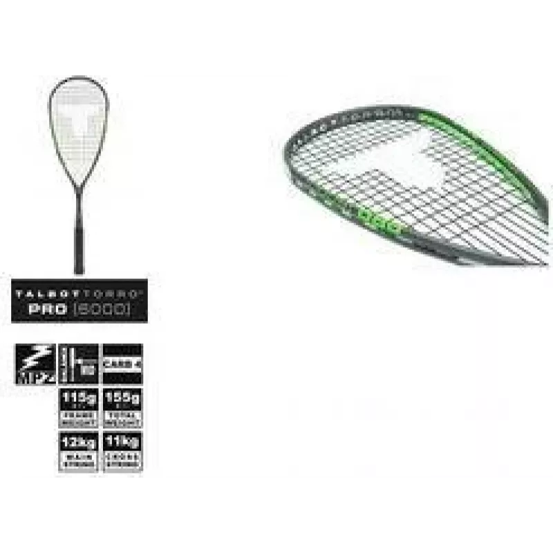 TALBOT TORRO raqueta de squash Pro 6000, negro/verde, ofensiva, construcción en Y, 1 ud. (251006)