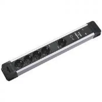 BACHMANN regleta de enchufes para escritorio plástico 1+4 elementos Master+Slave 2m negro