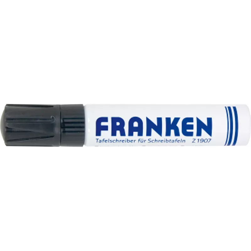 FRANKEN JumboMarker rotulador para pizarra blanca, punta de cuña 4-12 mm, negro, recargable, borrado en seco, bajo olor, 1 ud. (Z1910 10)