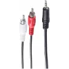 SHIVERPEAKS BASIC-S cable de audio, 2 x conector macho RCA a conector jack de 3,5 mm, 2,5 m, estéreo, negro BS30832-2.5