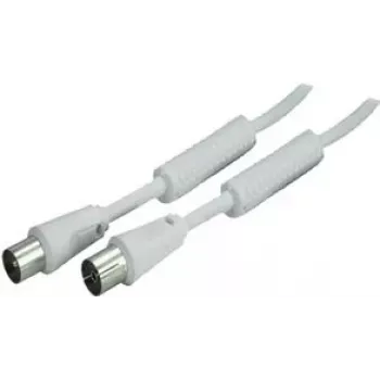 SHIVERPEAKS cable coaxial IEC 169-2 de 5,0 m, conector macho a conector hembra, blanco, niquelado BS80205-128