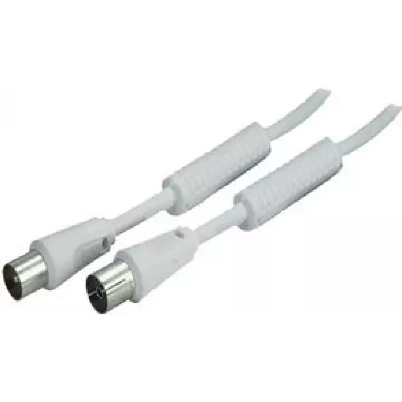 SHIVERPEAKS cable coaxial IEC 169-2 de 5,0 m, conector macho a conector hembra, blanco, niquelado BS80205-128