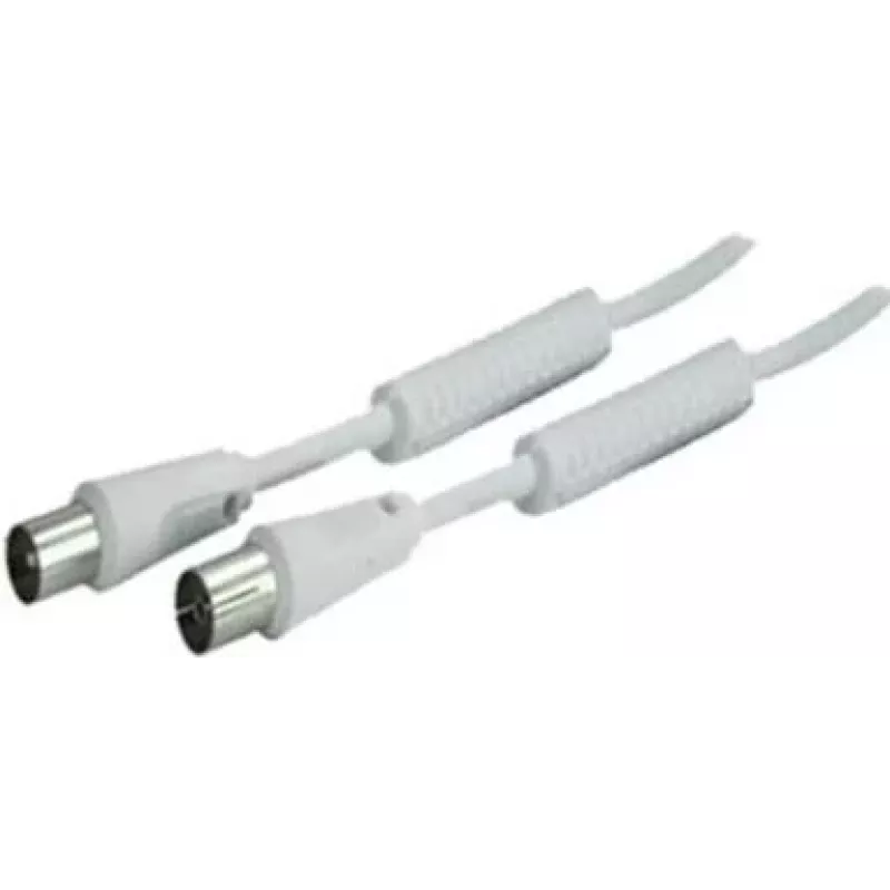 SHIVERPEAKS cable coaxial IEC 169-2 de 5,0 m, conector macho a conector hembra, blanco, niquelado BS80205-128