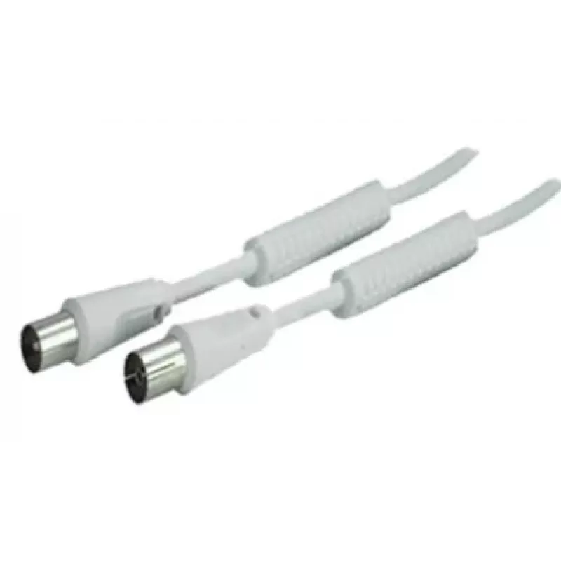 SHIVERPEAKS cable coaxial IEC 169-2 de 5,0 m, conector macho a conector hembra, blanco, niquelado BS80205-128