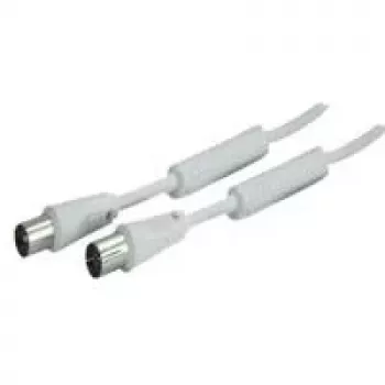 SHIVERPEAKS cable coaxial de antena IEC 169-2 de 10 m, conector macho a conector hembra, niquelado, blanco (BS80208-128)