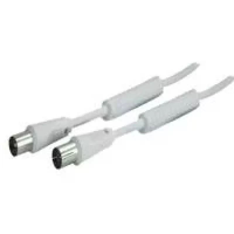 SHIVERPEAKS cable coaxial de antena IEC 169-2 de 10 m, conector macho a conector hembra, niquelado, blanco (BS80208-128)