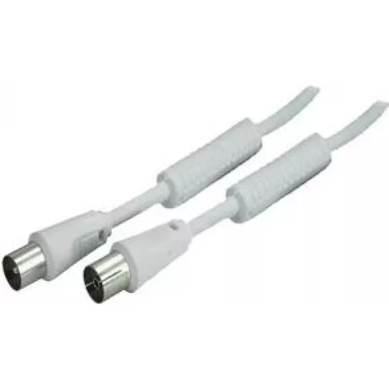 SHIVERPEAKS cable coaxial de antena IEC 169-2 de 10 m, conector macho a conector hembra, niquelado, blanco (BS80208-128)