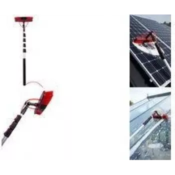 IWH cepillo de limpieza para panel solar con mango telescópico, conexión de manguera y depósito de champú, 3,5 m 00205