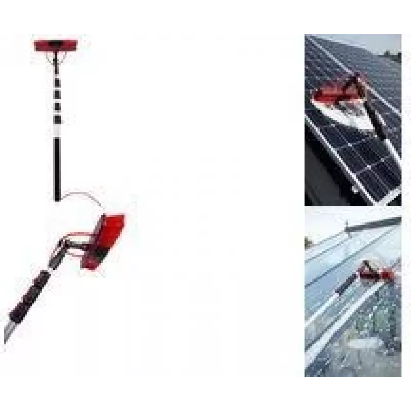 IWH cepillo de limpieza para panel solar con mango telescópico, conexión de manguera y depósito de champú, 3,5 m 00205
