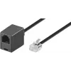 Wentronic Goobay cable alargador modular, RJ11/RJ14 (6P4C) conector macho a conector hembra RJ11, 15 m, negro 68258