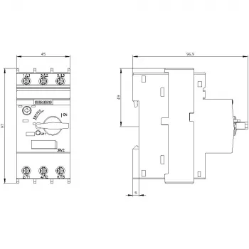 SIEMENS SIRIUS 3RV2 interruptor de protección de motor 3,5-5A 3 polos bornes de tornillo 3RV2021-1FA10