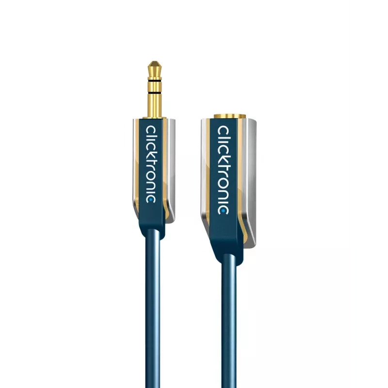 CLICKTRONIC cable alargador de audio MP3 conector macho jack estéreo de 3,5mm a conector hembra 1,5m negro