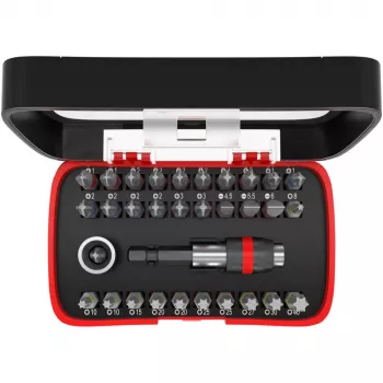 fischer 559121 set de 32 puntas de destornillador (Phillips, Pozidriv, ranurada, Torx Plus)