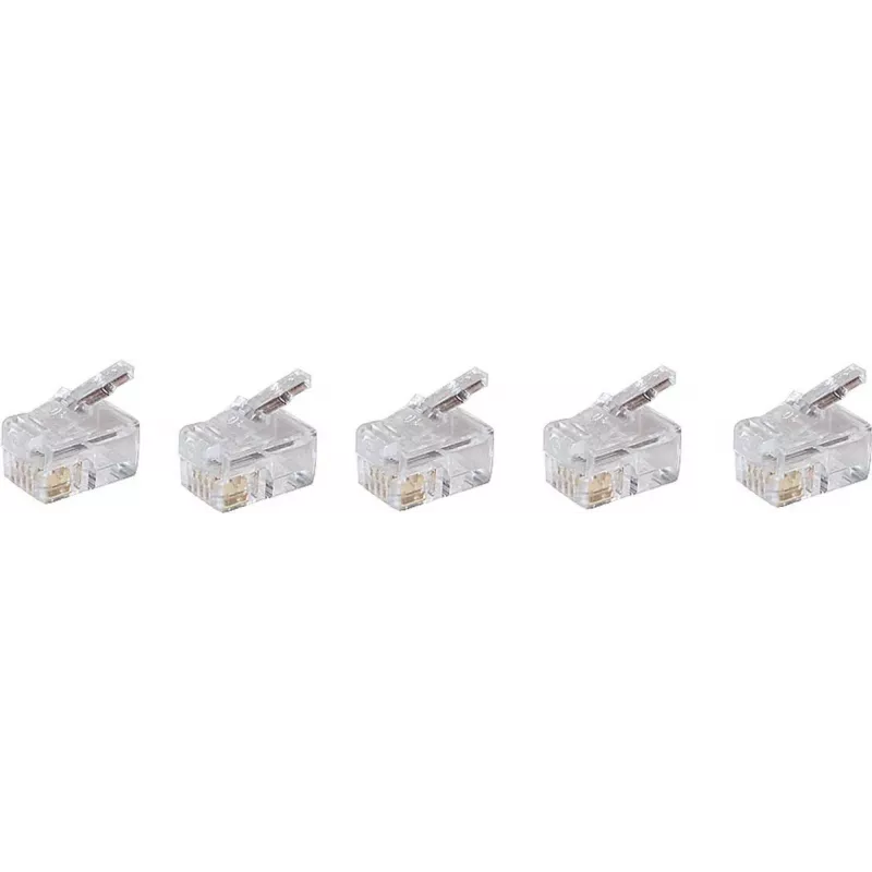 SHIVERPEAKS BASIC-S conector modular RJ10 4P4C, no apantallado, contactos dorados, transparente, 1 unidad BS72039-5
