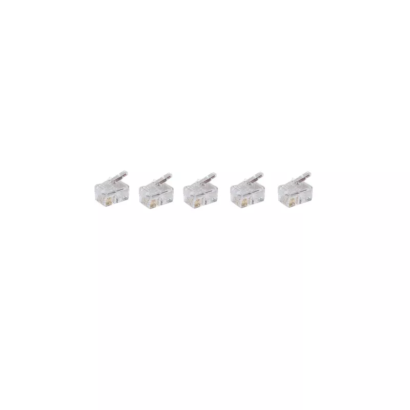 SHIVERPEAKS BASIC-S conector modular RJ10 4P4C, no apantallado, contactos dorados, transparente, 1 unidad BS72039-5