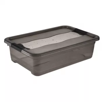 keeeper Caja de almacenamiento Cornelia, 28 litros, gris cristal transparente, con tapa, cierre deslizante 1042982700000
