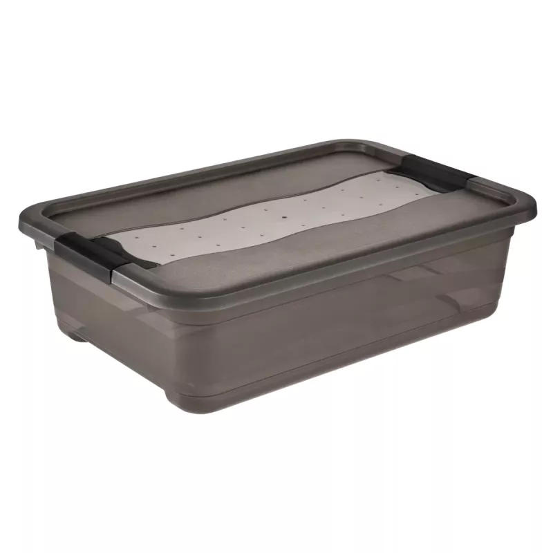 keeeper Caja de almacenamiento Cornelia, 28 litros, gris cristal transparente, con tapa, cierre deslizante 1042982700000