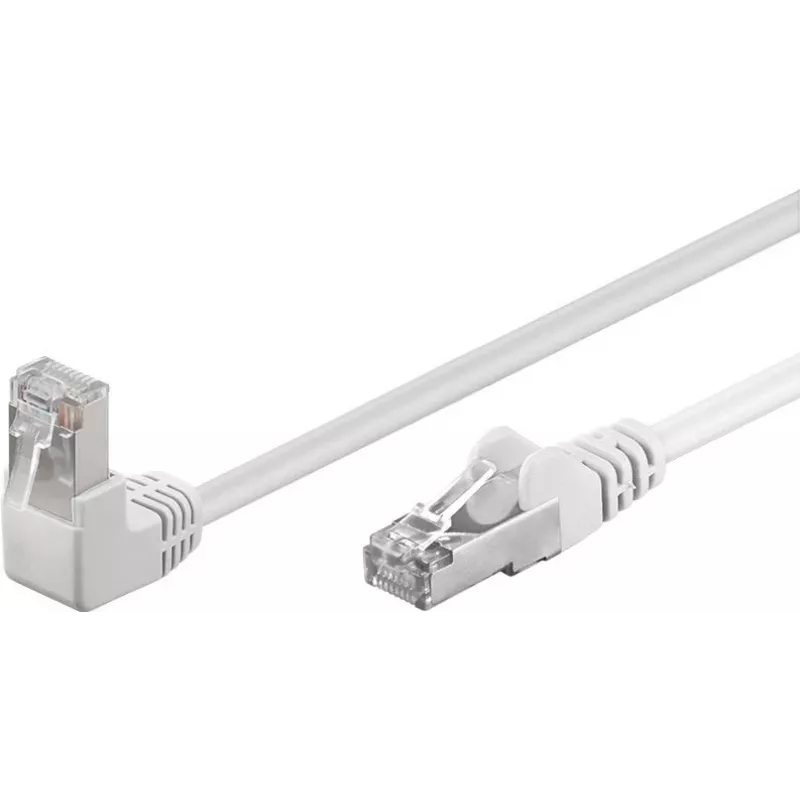 Wentronic Goobay Cable de red CAT 5e, 1x en ángulo 90°, F/UTP, blanco, 5 m, CCA aluminio revestido de cobre, 1x RJ45 90° (8P8C) 94182