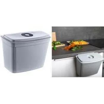 keeeper Milan Papelera de cocina colgante 4L, Nordic Grey, con tapa, PP 1031213000000