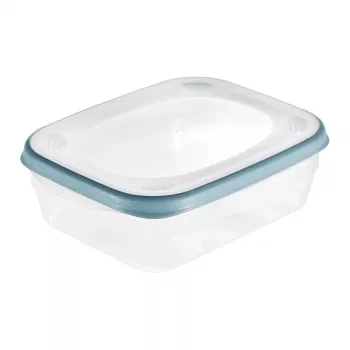 keeeper Recipiente para alimentos franco, 1,2 L, rectangular, transparente con borde azul, PP/TPE, hermético, a prueba de fugas, apto para lavavajillas, 1 ud. 1079368000000