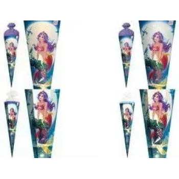 ROTH Cono escolar Magical Mermaid, cuadrado, 850 mm, cierre de tul de lámina, con adorno de lámina y lentejuelas - 1 ud. (678886)