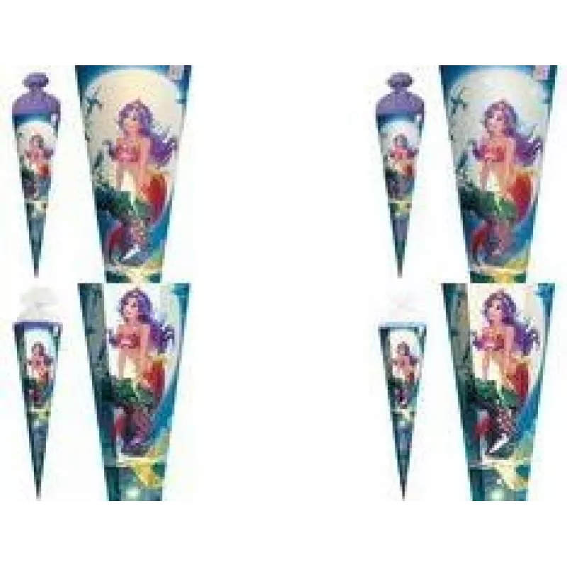 ROTH Cono escolar Magical Mermaid, cuadrado, 850 mm, cierre de tul de lámina, con adorno de lámina y lentejuelas - 1 ud. (678886)