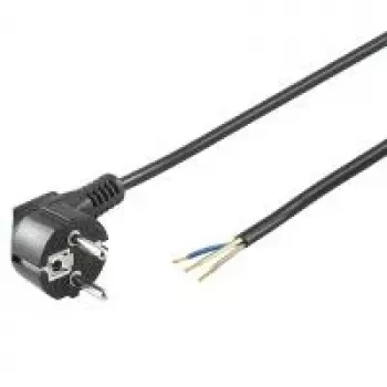 Wentronic Goobay Cable de alimentación Schuko en ángulo, extremo abierto, 3 m, negro 96033