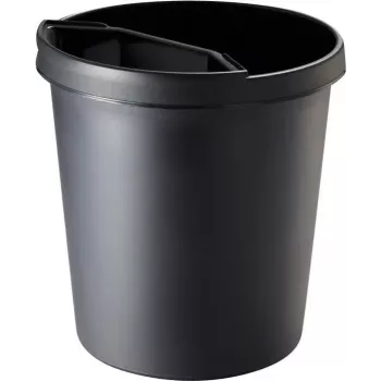 helit H6105895 Papelera redonda de plástico 18L negra 31x32cm
