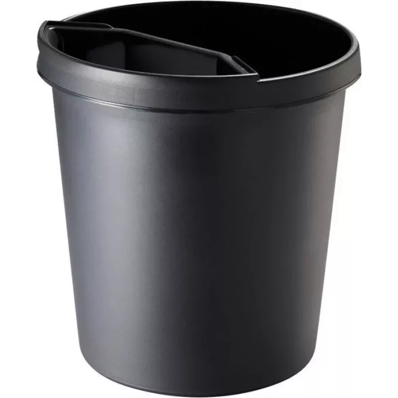 helit H6105895 Papelera redonda de plástico 18L negra 31x32cm