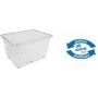 keeeper bert Caja de almacenamiento con ruedas, 136 L, tapa Air-Control, transparente/gris 1056700100000