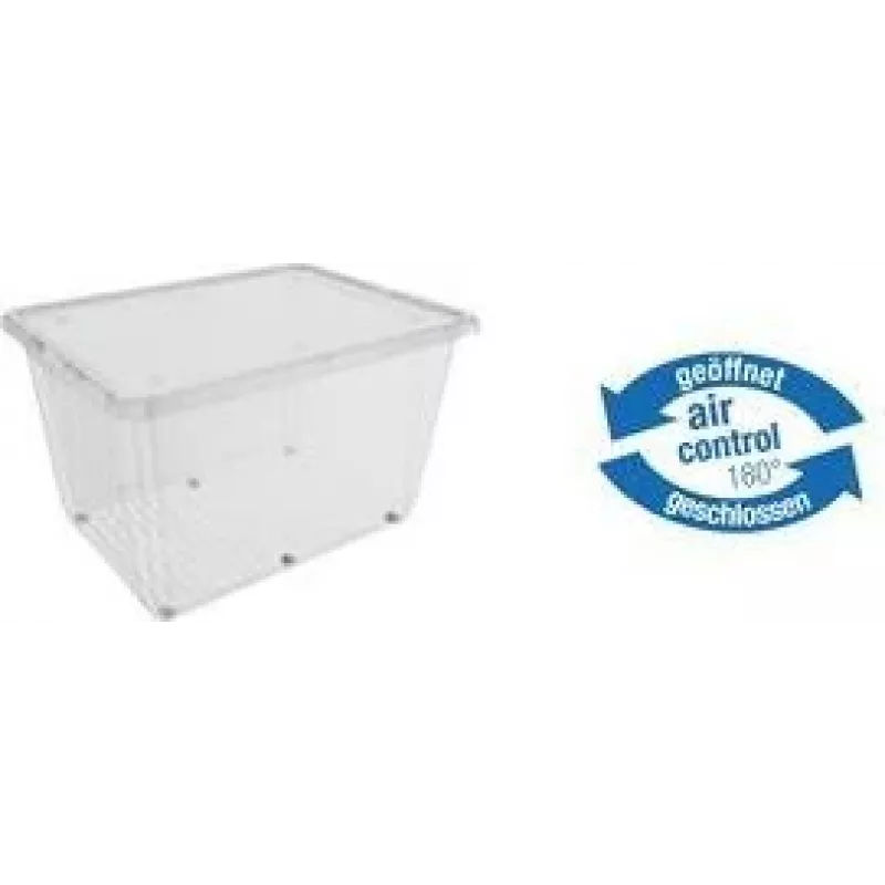 keeeper bert Caja de almacenamiento con ruedas, 136 L, tapa Air-Control, transparente/gris 1056700100000