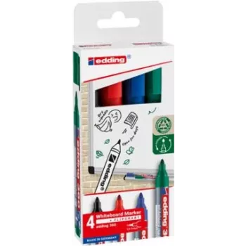 EDDING 360 rotulador para pizarra blanca, varios colores, 1,5-3,0 mm, 4 unidades (4-360-4-2)