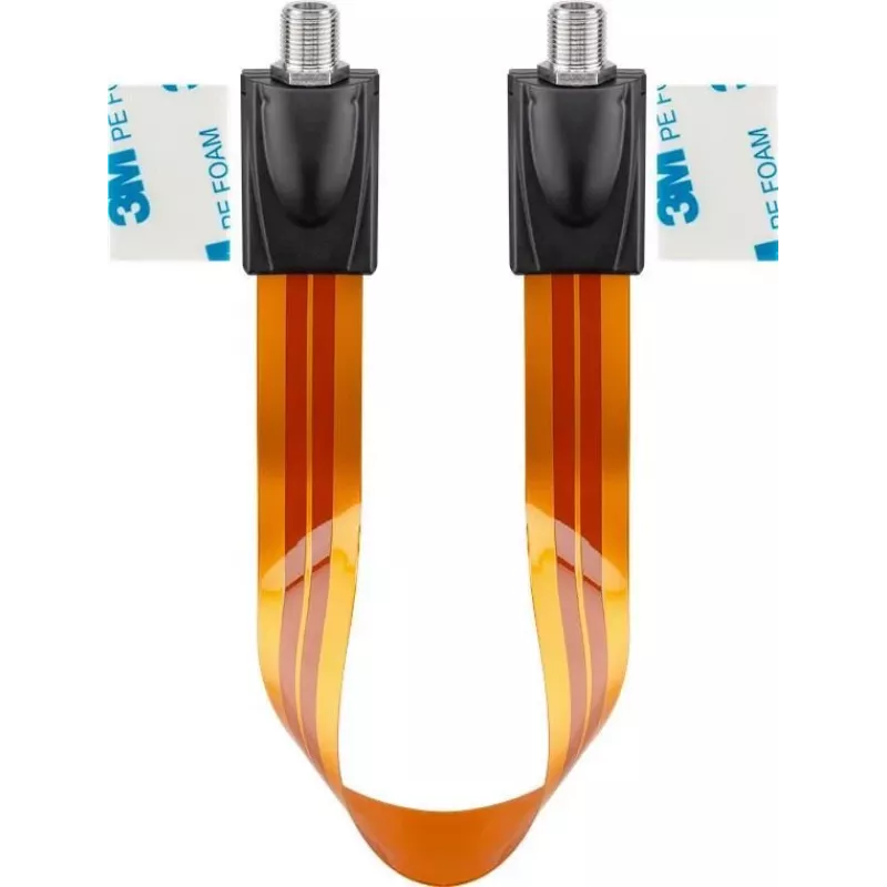 Wentronic Goobay cable de paso para ventana SAT, ultrafino 0,3 mm, marrón-negro, 0,3 m, conector hembra F a conector hembra F 67244