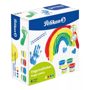 Pelikan pintura de dedos colores básicos, pack de 4 a base de agua, probada dermatológicamente, fácil de limpiar – 1 unidad (701570)