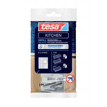 tesa KITCHEN Powerstrips set de recambio para cajones de armario – 15 tiras adhesivas, blanco (70064-00000-00)