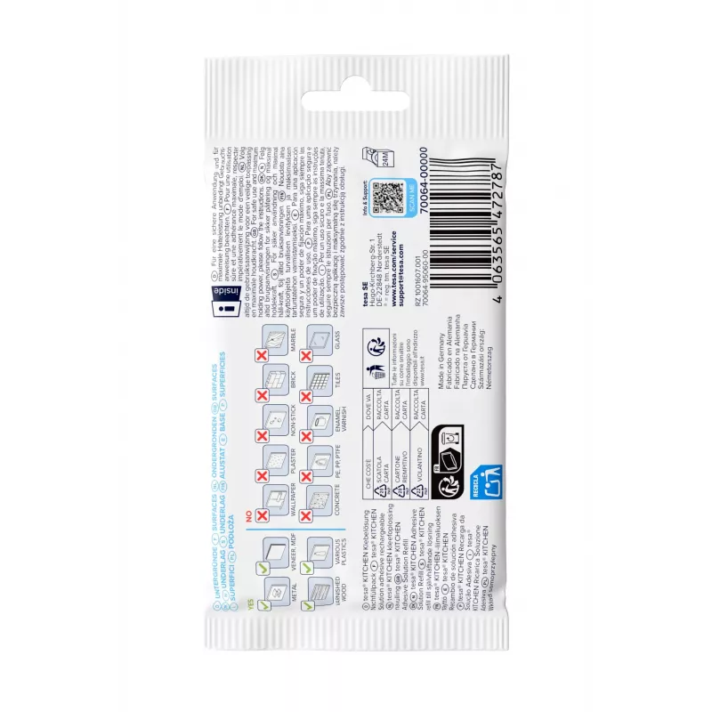 tesa KITCHEN Powerstrips set de recambio para cajones de armario – 15 tiras adhesivas, blanco (70064-00000-00)