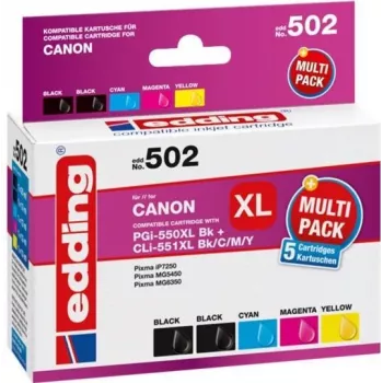Edding EDD-502 E cartuchos de tinta compatibles multipack para Canon PGI-550PGBK XL, CLI-551 C/M/Y XL (negro, cian, magenta, amarillo)