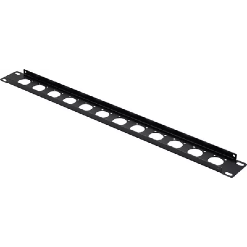 Renkforce placa frontal de panel de conexiones de 19 pulgadas 1U de 12 puertos para conectores XLR/USB/BNC, negro (RF-7116962)