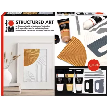 Marabu STRUCTURED ART set de pasta acrílica de estructura, 3 x 100 ml, blanco, base agua, cremosa-pastosa, acabado mate 1202000000088
